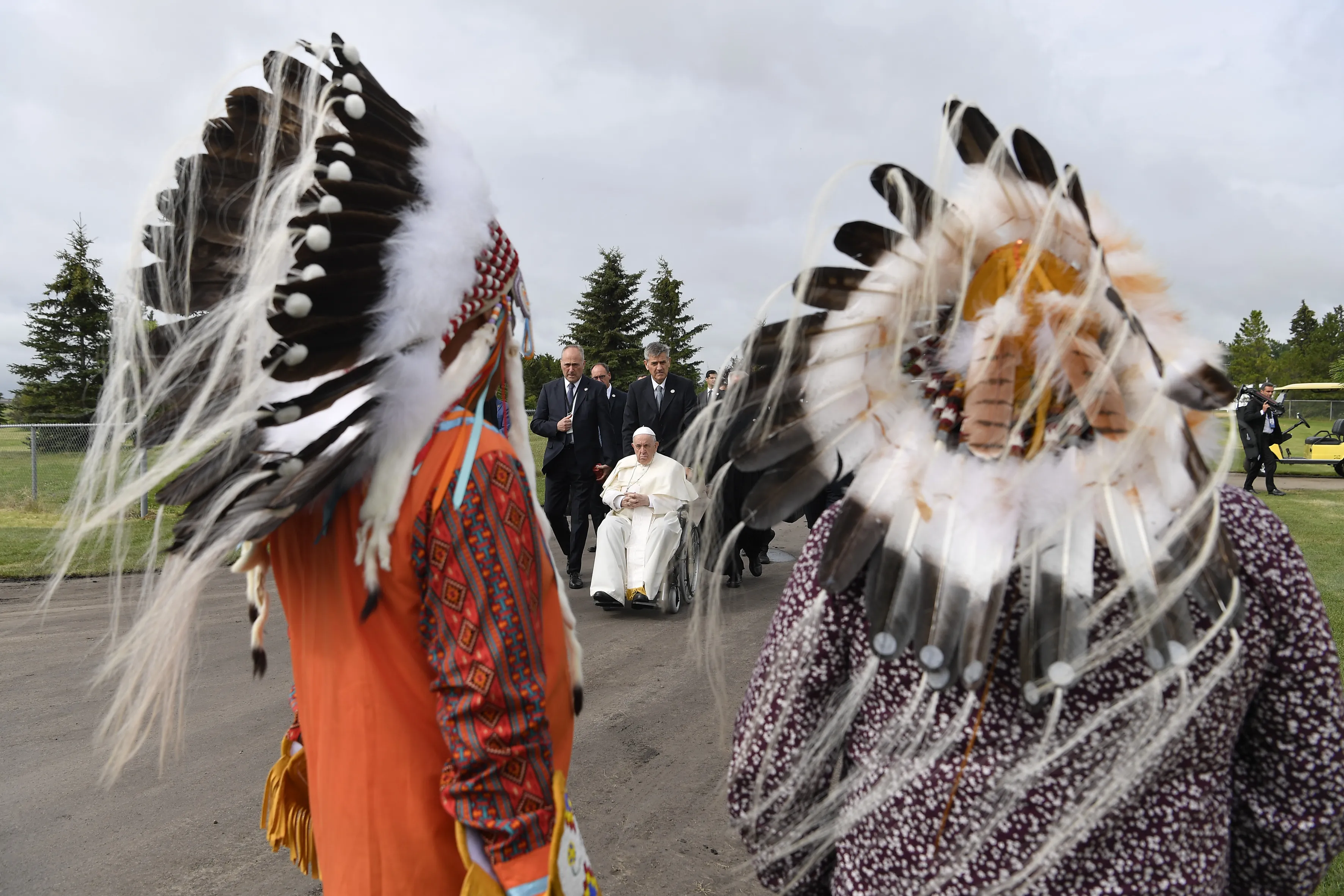 Pope Francis arrives for a meeting with indigenous peoples in Maskwacis, Canada, July 25, 2022.?w=200&h=150