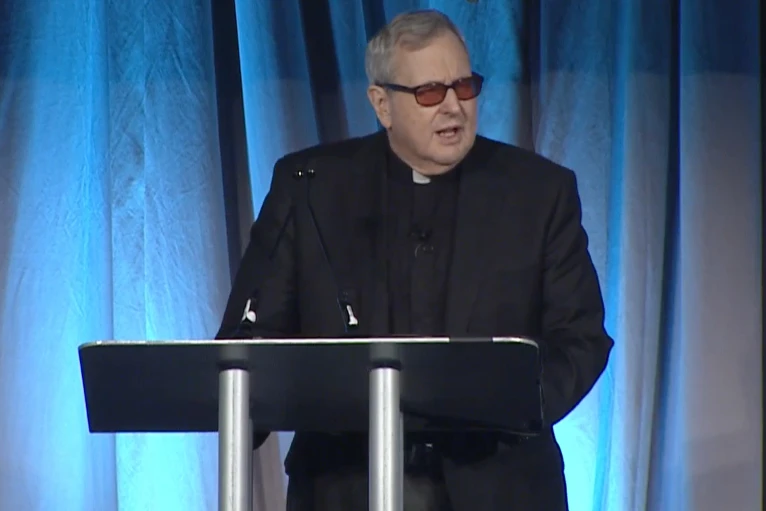 Father Robert Spitzer, SJ, founder of the Magis Center, delivers the opening keynote address at the inaugural Wonder Conference on Jan. 13, 2023.?w=200&h=150