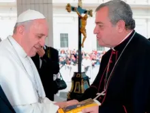 Pope Francis and Archbishop José Antonio Eguren.