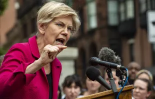 U.S. Sen. Elizabeth Warren addresses the public during a rally to protest the U.S. Supreme Court's overturning of Roe Vs. Wade at the Massachusetts State House in Boston, Massachusetts, on June 24, 2022. Joseph Prezioso/AFP via Getty Images