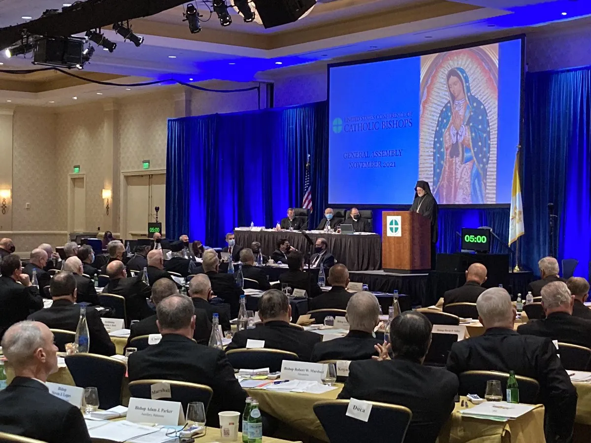 Archbishop Elpidophoros addresses the United States Conference of Catholic Bishops at their fall assembly in Baltimore on Nov. 16, 2021.?w=200&h=150