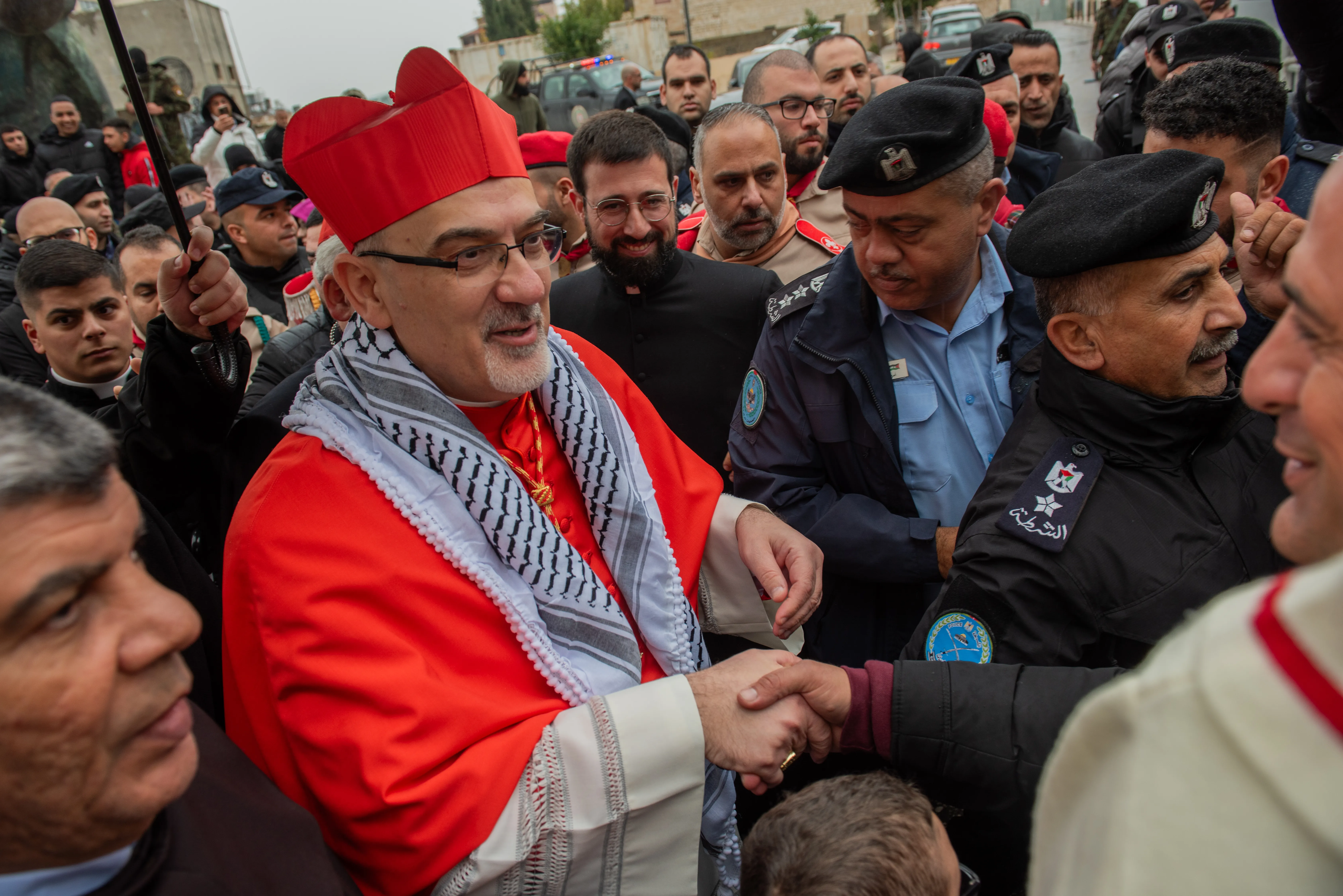 Latin Patriarch of Jerusalem Cardinal Pierbattista Pizzaballa arrives in Bethlehem on Christmas Eve, 2023.?w=200&h=150