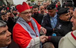 Latin Patriarch of Jerusalem Cardinal Pierbattista Pizzaballa arrives in Bethlehem on Christmas Eve, 2023. Credit: Marinella Bandini, Catholic News Agency