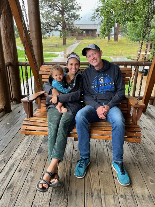Katie Chihoski with daughter Lucia, and fiance, Josh, visiting Estes Park in Colorado this past summer. Chihoski is originally from Golden, Colorado. Credit: Photo courtesy of Katie Chihoski