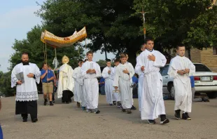 A Eucharistic procession at St. John the Baptist parish in Beloit, Kansas. St. John the Baptist Catholic Church.