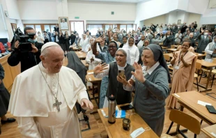 Pope Francis meets with the Salesian Sisters of St. John Bosco in Rome on Oct. 22, 2021. Vatican Media