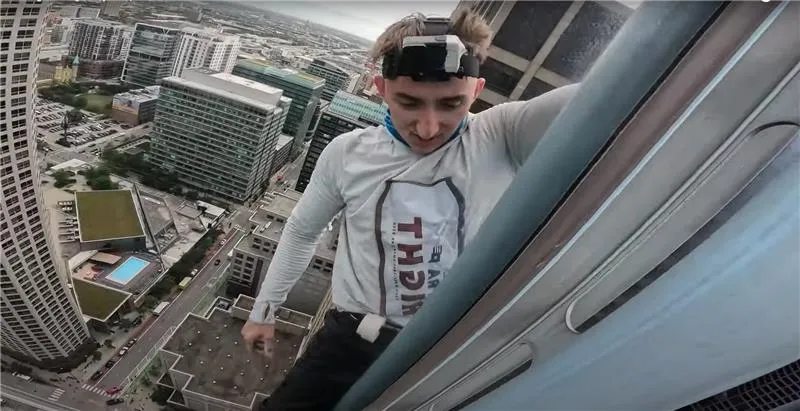 Maison DesChamps has assumed the brand of "pro-life spiderman" as he has scaled seven city skyscrapers to bring attention to the pro-life cause. In this photo, he is climbing the Accenture Tower in Chicago Oct. 10, 2023.?w=200&h=150
