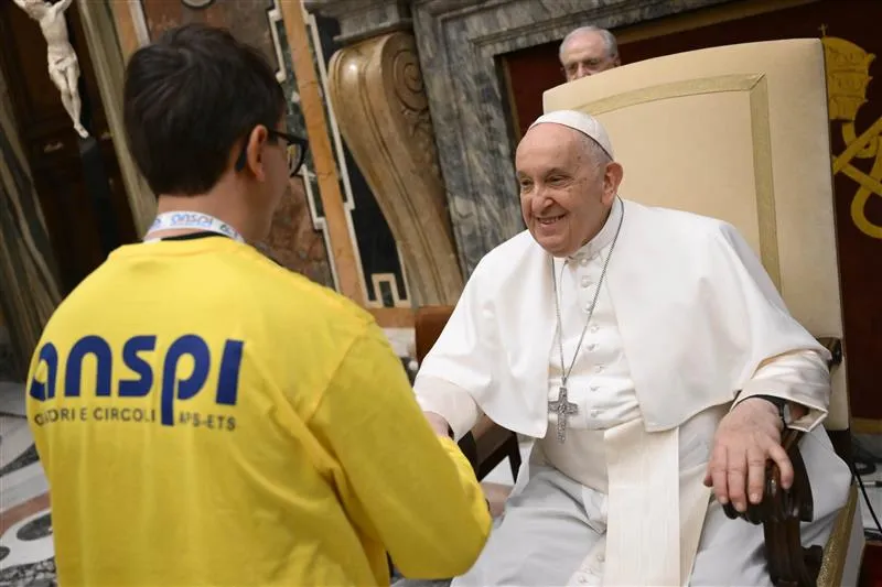 Pope Francis greets members of Italy's National Association of St. Paul on Thursday, Dec. 7, 2023.?w=200&h=150