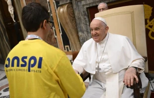 Pope Francis greets members of Italy's National Association of St. Paul on Thursday, Dec. 7, 2023. Credit: Vatican Media