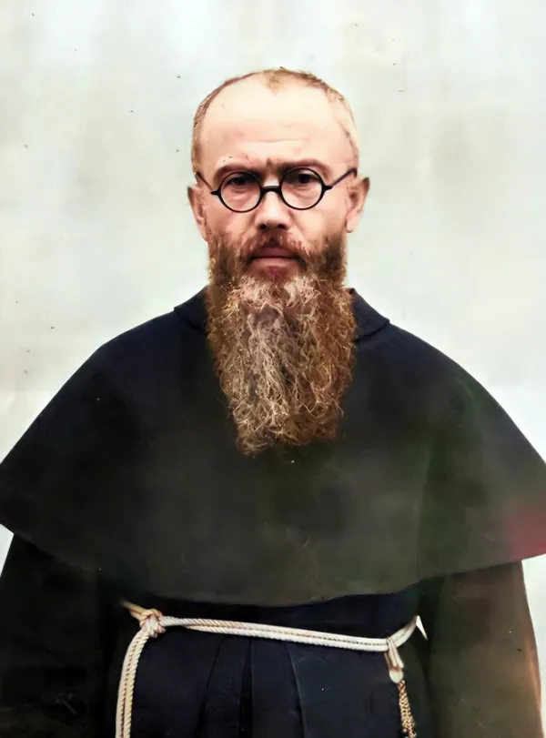 A colorized portrait of Father Maximilian Kolbe in 1936. Wikipedia.