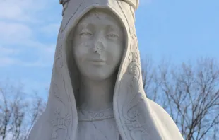 Security personnel reported damage to the Our Lady of Fatima statue located outside the Basilica of the National Shrine of the Immaculate Conception in Washington, D.C., Dec. 6, 2021. Courtesy of Basilica of the National Shrine of the Immaculate Conception