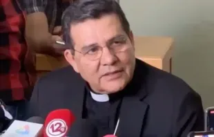 Archbishop Faustino Armendáriz Jiménez at a press conference on May 21, 2023. Credit: Video capture/Archdiocese of Durango