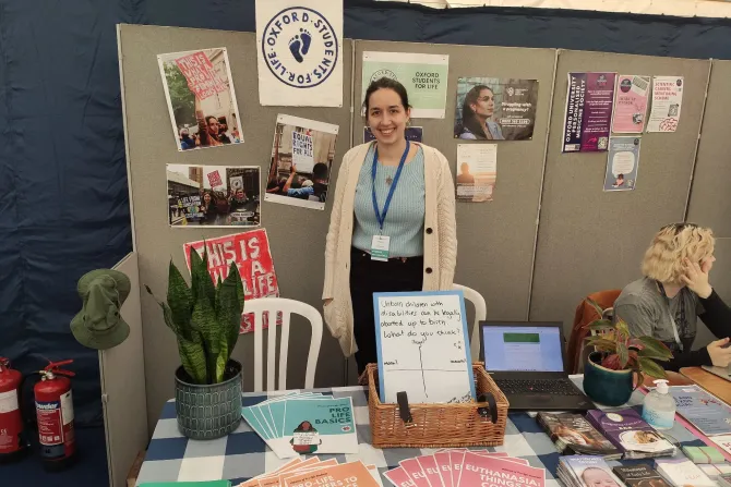 Anna Fleischer, president of Oxford Students for Life, at Oxford University’s Student Union's Freshers’ Fair, Oct. 6, 2021