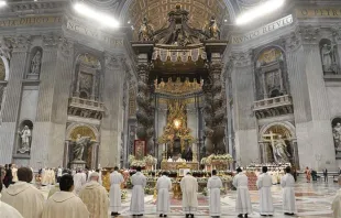 Bernini's baldacchino at the papal Mass on Jan. 1, 2024. Credit: Vatican Media