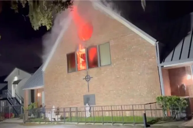 Incarnation Catholic Church in Orlando, Florida, on fire