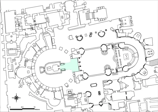 Map of the area in front of the Edicule at the Basilica of the Holy Sepulcher in Jerusalem. Credit: Archivio Università La Sapienza, Roma