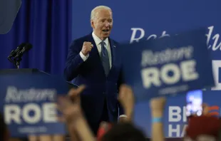 President Joe Biden speaks during a campaign stop at Hillsborough Community College’s Dale Mabry campus on April 23, 2024, in Tampa, Florida. Credit: Joe Raedle/Getty Images