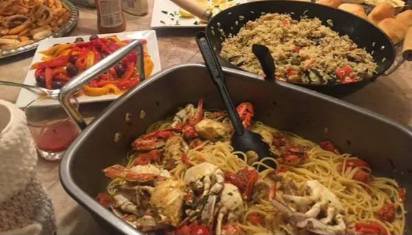 A traditional pasta dish served on Christmas Eve for the Feast of the Seven Fishes. Francesca Pollio Fenton / CNA