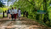 Catholic pilgrims on the Katy Trail Pilgrimage begin the route from Augusta on Oct. 9, 2023.