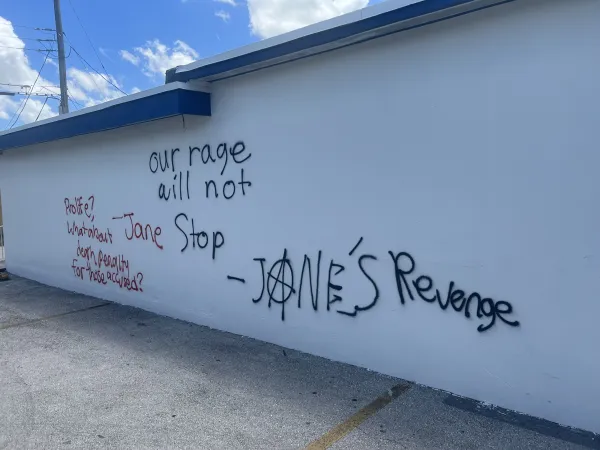 Vandalism at a Heartbeat of Miami pregnancy center in Hialeah, Florida, July 3, 2022. Heartbeat of Miami.