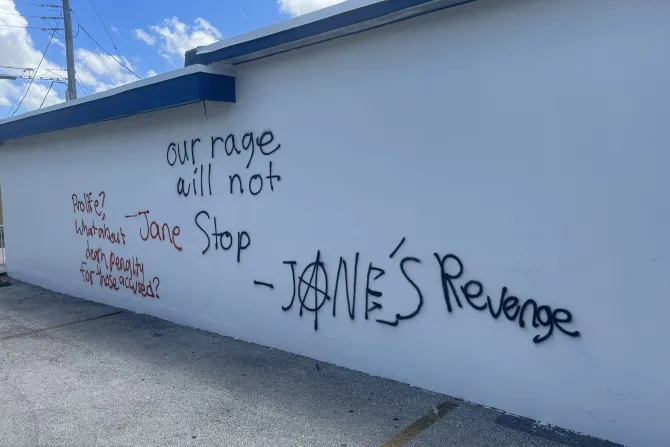 Vandalism at a Heartbeat of Miami pregnancy center in Hialeah, Florida, July 3, 2022.