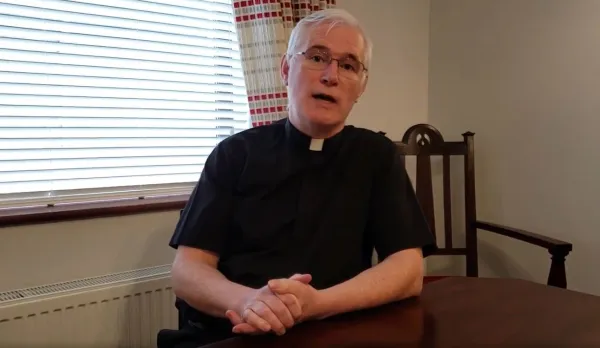 Father Aidan O’Boyle in screengrab from Facebook video uploaded May 27, 2020 by St. Mary’s Secondary School, Ballina.