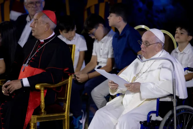 Pope Francis speaks at the opening of the World Meeting of Families in the Vatican's Paul VI Hall, June 22, 2022.