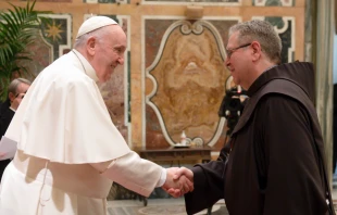 Pope Francis met a delegation affiliated with the Franciscan Custody of the Holy Land on Jan. 17, 2022. Vatican Media
