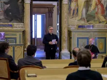 Father Dario E. Viganò, president of the MAC Foundation, shares about the foundation in a May 2, 2023, presentation at the Vatican’ Apostolic Library