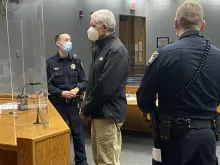 Father James Jackson, FSSP, appearing at a Nov. 15, 2021, arraignment before the Rhode Island District Court.