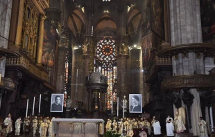 Armida Barelli and Father Mario Ciceri are beatified at Milan Cathedral, Italy, on April 30, 2022. Twitter @chiesadimilano.