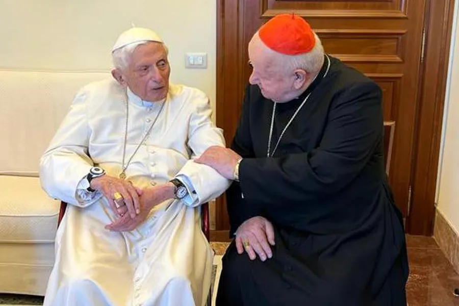 Cardinal Stanisław Dziwisz visits Pope emeritus Benedict XVI at the Vatican on April 27, 2022.?w=200&h=150
