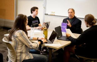 Dr. Charles P. Nemeth, director of the Center for Criminal Justice, Law, & Ethics engaging with students at Franciscan University of Steubenville Franciscan University of Steubenville