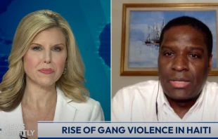 Stephen Destin, executive director of the Partnership for the Reconstruction of the Church in Haiti, speaks with “EWTN News Nightly” anchor Tracy Sabol on March 5, 2024. Credit: Screenshot/EWTN News Nightly