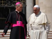 Archbishop Georg Gänswein and Pope Francis on St. Peter’s Square, May 21, 2014.