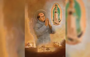 Lalo Garcia's painting of Saint Junípero Serra is featured in the '250 Years of Mission' exhibit. Lalo Garcia.
