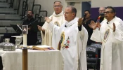 San Diego Auxiliary Bishop Ramón Bejarano celebrates Mass at St. Augustine’s School on Dec. 5, 2021, to honor Our Lady of Guadalupe.