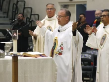 San Diego Auxiliary Bishop Ramón Bejarano celebrates Mass at St. Augustine’s School on Dec. 5, 2021, to honor Our Lady of Guadalupe.