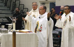 San Diego Auxiliary Bishop Ramón Bejarano celebrates Mass at St. Augustine’s School on Dec. 5, 2021, to honor Our Lady of Guadalupe. Credit: John Gastaldo/Catholic Diocese of San Diego