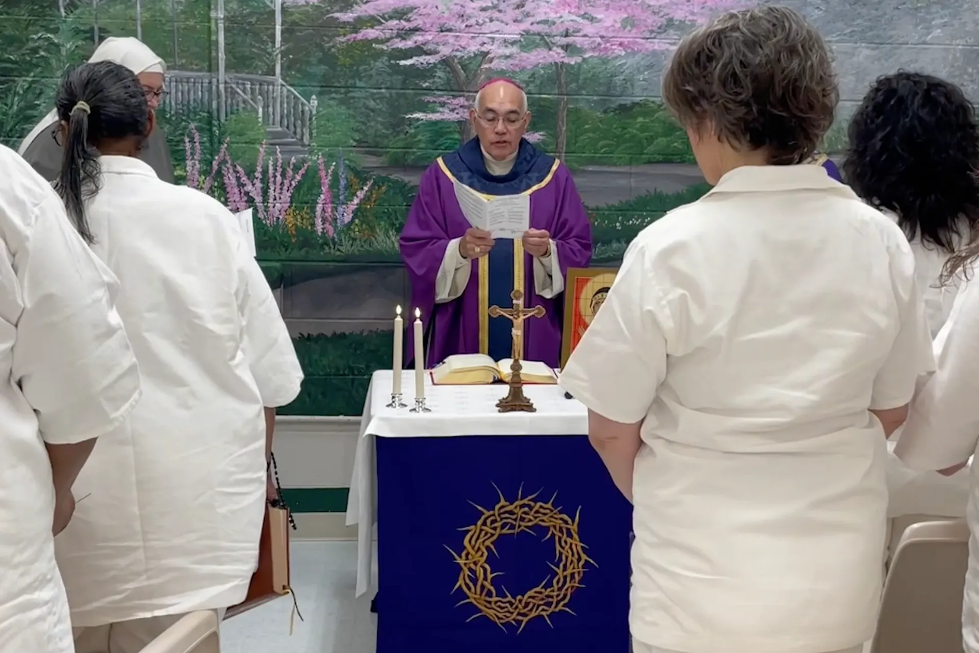Bishop Joe Vasquez of the Diocese of Austin celebrates Mass in the Mountain View Unit prison in Gatesville, Texas, which houses the state's female death row, on Dec. 1, 2023.?w=200&h=150