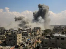 Smoke increases after Israeli airstrikes on the city of Rafah in the southern Gaza Strip, Oct. 10, 2023.