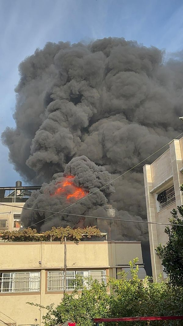Smoke billows from the Holy Family Parish compound in Gaza on Dec. 16, 2023. Credit: Latin Patriarchiate of Jerusalem