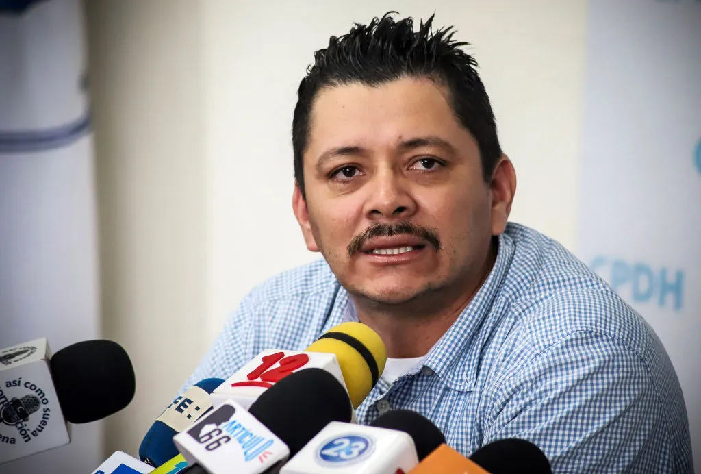 Nicaraguan opposition peasant leader Medardo Mairena speaks during a press conference at the Permanent Commission of Human Rights (CPDH) in Managua on Aug. 14, 2019.?w=200&h=150