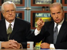 When Biden was a senator (pictured with former Rep. Henry Hyde), he consistently supported and voted for the Hyde Amendment, which banned federal spending on abortion.