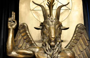 The Baphomet statue from the 'conversion room' at the Satanic Temple in Salem, Massachusetts, Oct. 8, 2019. Credit: JOSEPH PREZIOSO/AFP via Getty Images
