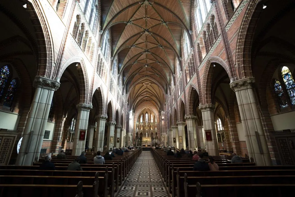 Visitors attend mass in the Vitus Church in Hilversum, Netherlands, on Oct. 11, 2020.?w=200&h=150