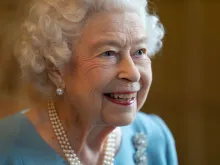 Queen Elizabeth II celebrates the start of the Platinum Jubilee during a reception in the Ballroom of Sandringham House on Feb. 5, 2022, in King's Lynn, England. The Queen came to the throne on Feb. 6, 1952. She died Sept. 8, 2022, at Balmoral Castle in Scotland.