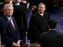 Supreme Court Chief Justice John Roberts is seen prior to President Biden giving his State of the Union address during a joint session of Congress at the U.S. Capitol, March 1, 2022 in Washington, DC.
