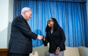 Sen. Bob Menendez (D-NJ) meets with Supreme Court Nominee Ketanji Brown Jackson on Capitol Hill March 31, 2022 in Washington, DC. Judge Jackson continues to meet with Senate members on Capitol Hill ahead of her confirmation vote. Drew Angerer/Getty Images.