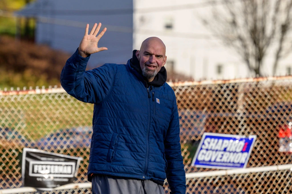Democrat U.S. Senate candidate John Fetterman arrives to cast his ballot at New Hope Baptist Church in Braddock, Pennsylvania, on Nov. 8, 2022.?w=200&h=150